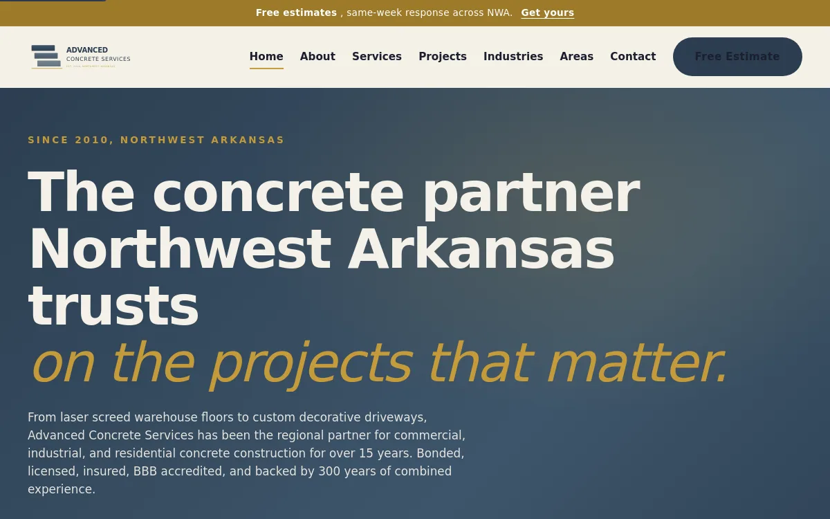 A Concrete SI — Construction & Contractors website screenshot