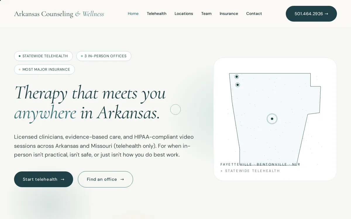 Arkansas Counseling & Wellness — Counseling & Therapy Practices website screenshot