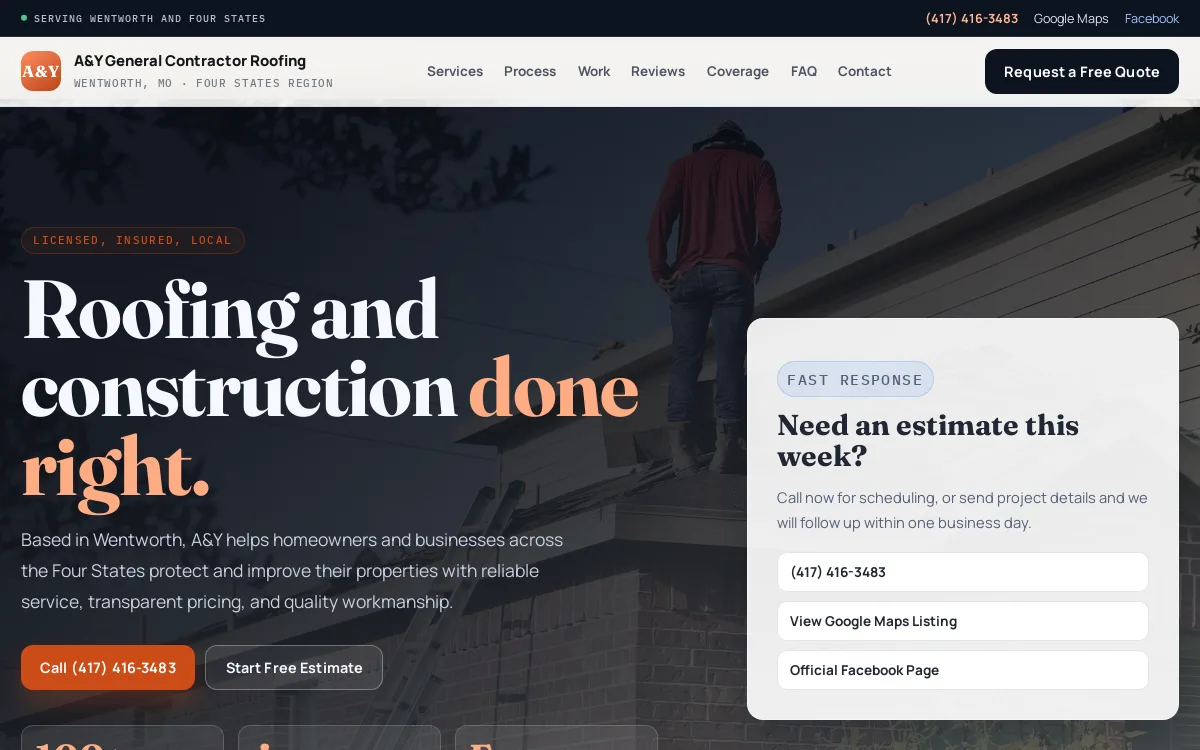 AY General Contractor — Construction & Contractors website screenshot