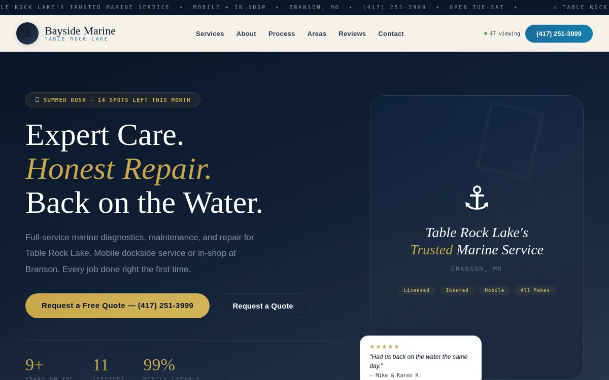 Bayside Marine — Auto & Mechanic website screenshot