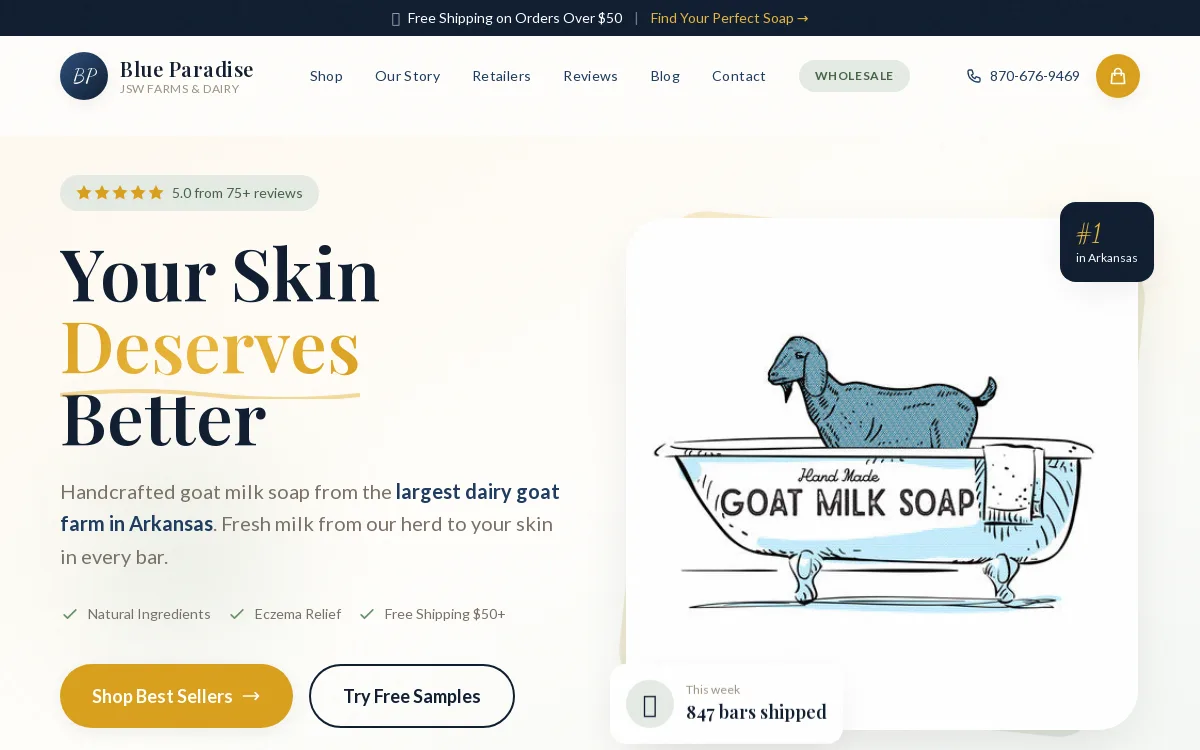 Blue Paradise Dairy — Bakery & Food website screenshot