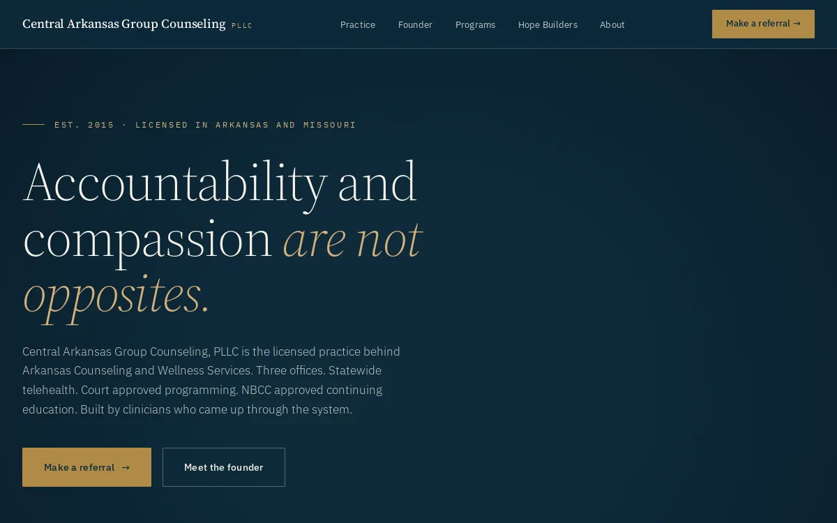 Central Arkansas Group Counseling — Counseling & Therapy Practices website screenshot