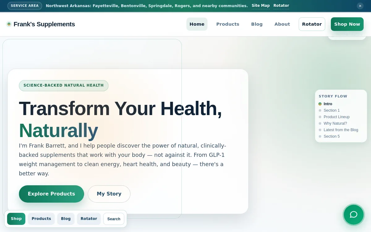 Frank's Supplements — Wellness & Medical Spa website screenshot