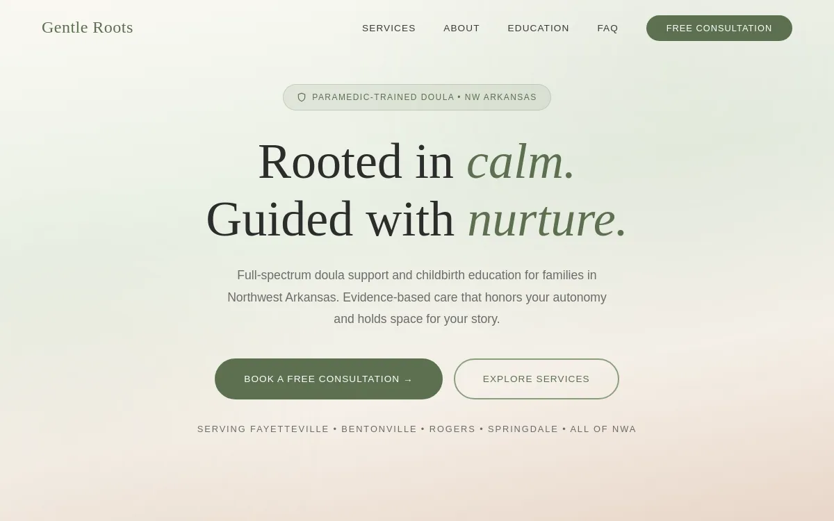 Gentle Roots — Counseling & Therapy Practices website screenshot