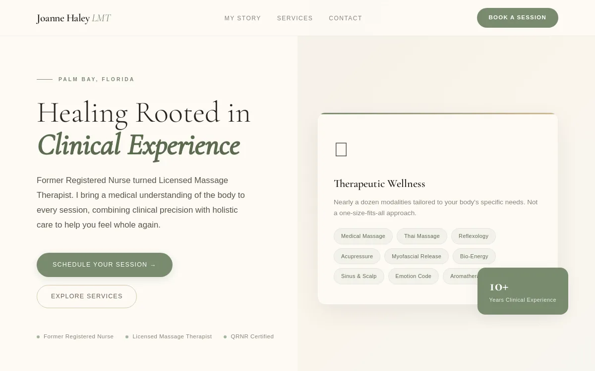 Joanne Haley LMT — Wellness & Medical Spa website screenshot