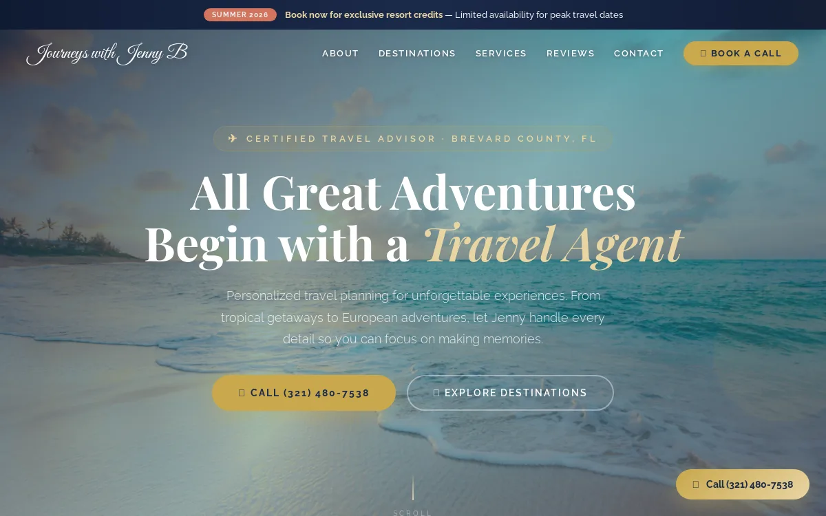 Journeys With Jenny B — Vacation Rentals & Cabins website screenshot