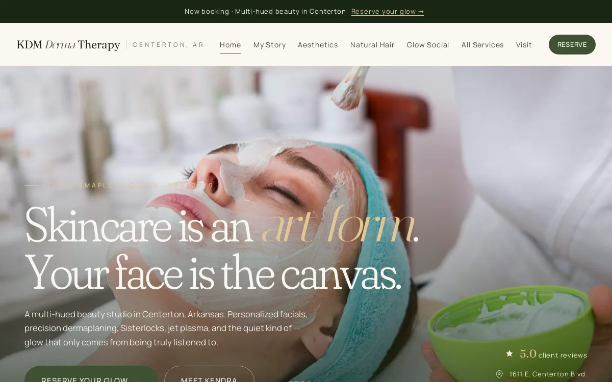 KDM Dermatherapy — Wellness & Medical Spa website screenshot