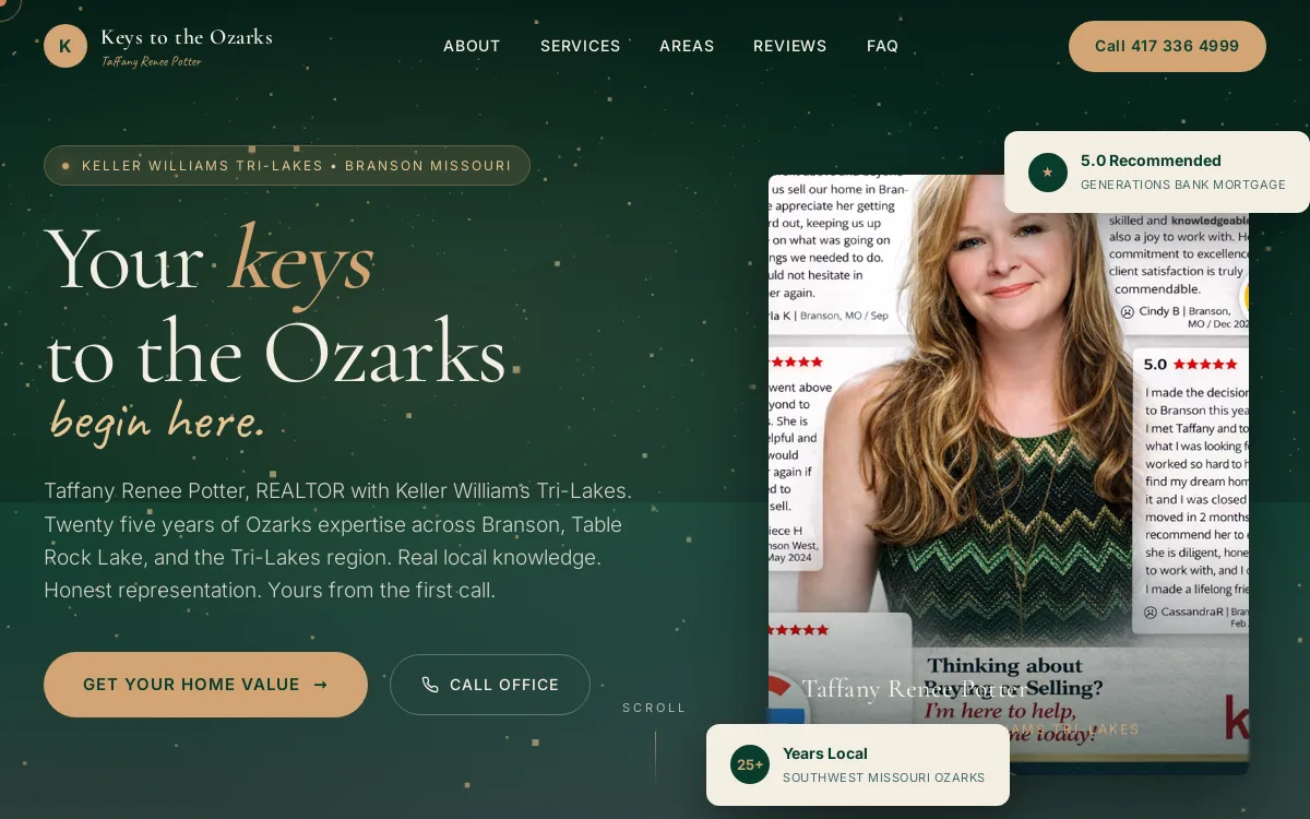 Keys To The Ozarks — Vacation Rentals & Cabins website screenshot