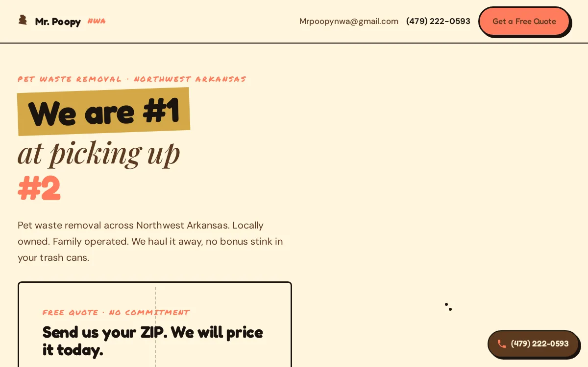 Mr. Poopy NWA — Cleaning Services website screenshot