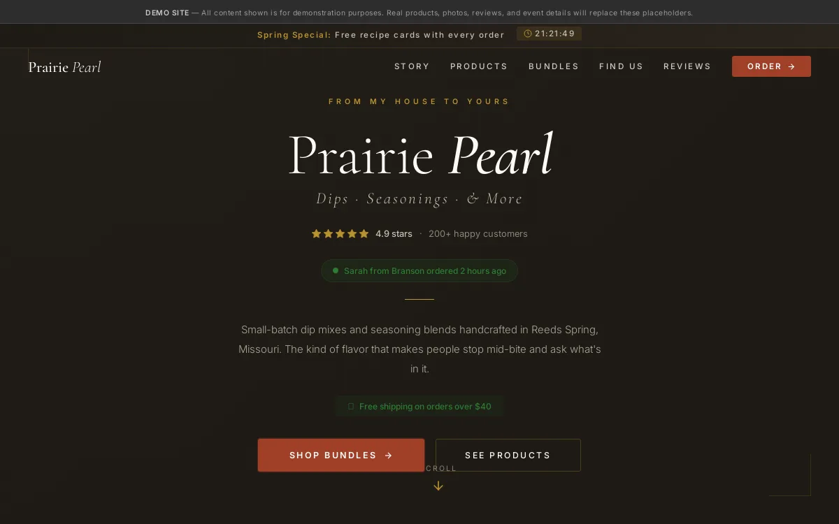 Prairie Pearl — sandbox-other website screenshot