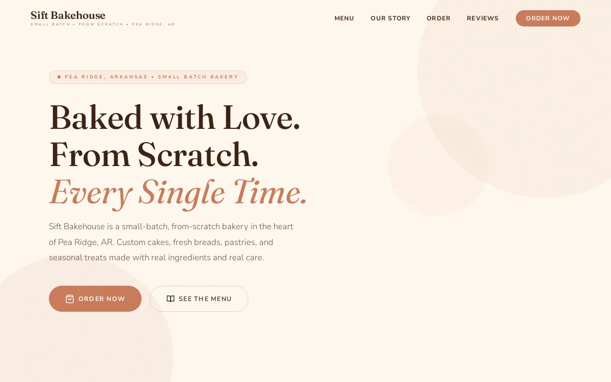 Sift Bakehouse — Bakery & Food website screenshot