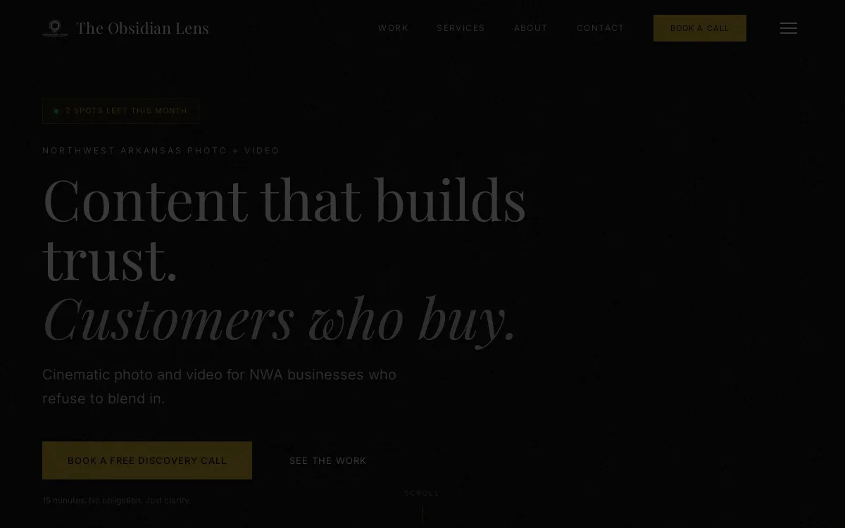 The Obsidian Lens — Photography website screenshot