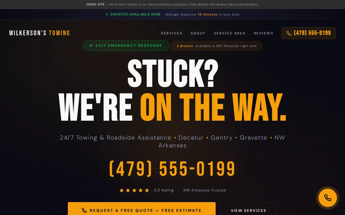 Wilkerson Towing — Auto & Mechanic website screenshot