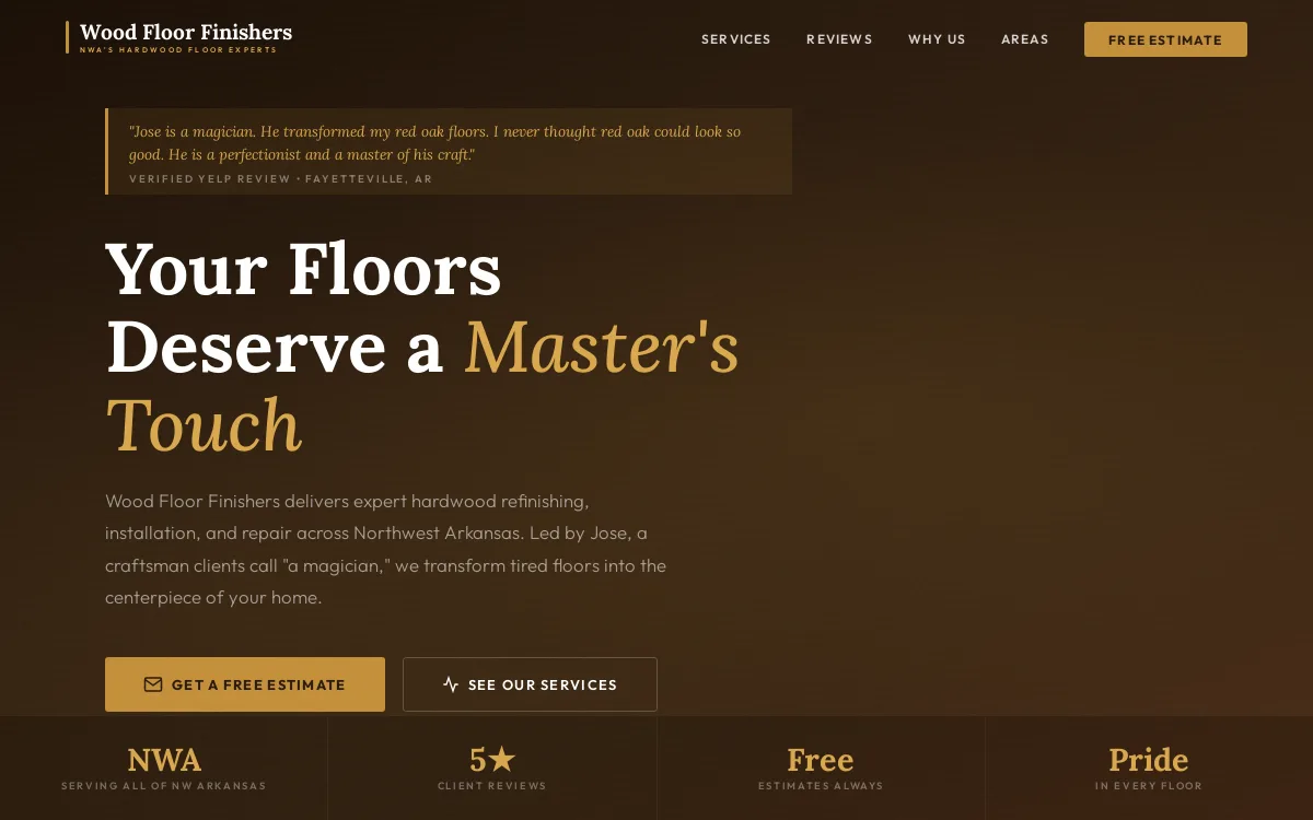 Wood Floor Finishers — Hardwood Flooring website screenshot